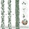 2Pack Artificial Eucalyptus Garland 6FT – Lush Silver Dollar Faux Greenery Vine with White Flowers, Hanging Eucalyptus Leaves Garland for Wedding, Baby Shower, Mantel, Party & Home Decor
